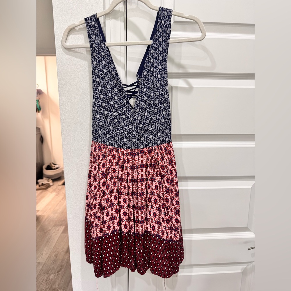 Lulus red white and blue baby doll dress